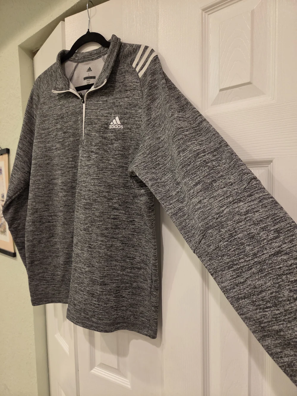 adidas Golf Men’s Gray Quarter-Zip Performance Sweater Size Large.